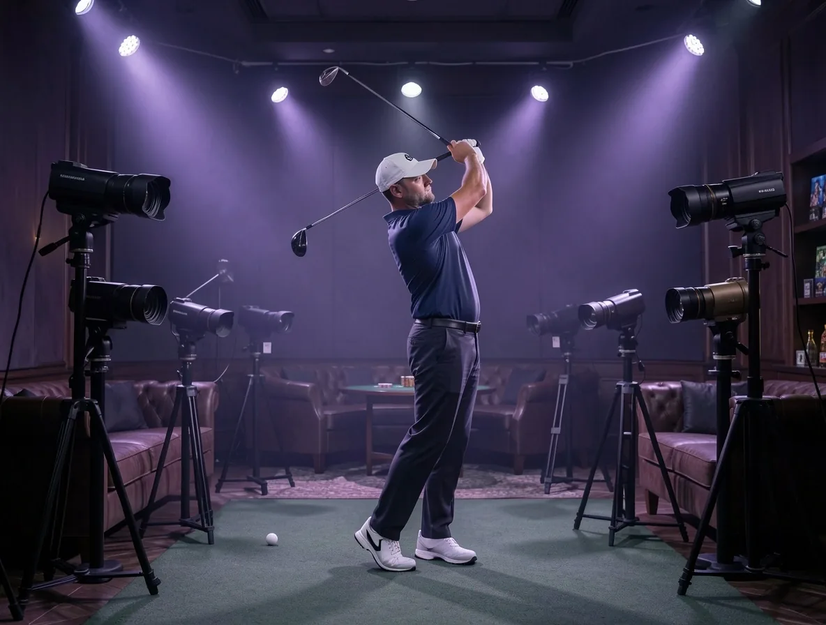 Caméras haute vitesse synchronisées pour analyse cinématique du swing de golf